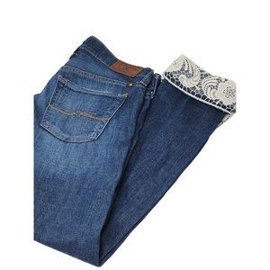Lucky Brand Sienna Tomboy Crop Jeans Size 00/24 Lace Embellished‎ Legs Pockets
